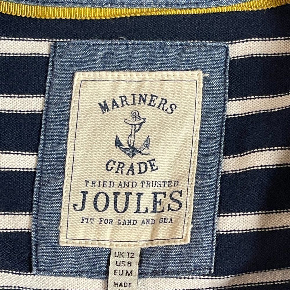Joules Brittany Blue White Cotton Striped Dress 8 - Picture 10 of 12